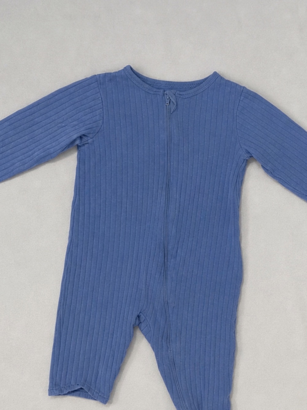 Wonder Nation Blue Ribbed Baby Boy Romper Sleeper 6–9M One Piece
